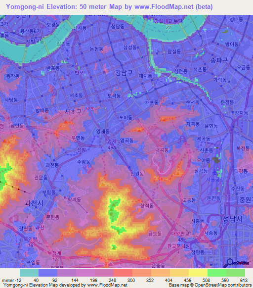 Yomgong-ni,South Korea Elevation Map