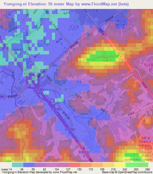 Yomgong-ni,South Korea Elevation Map