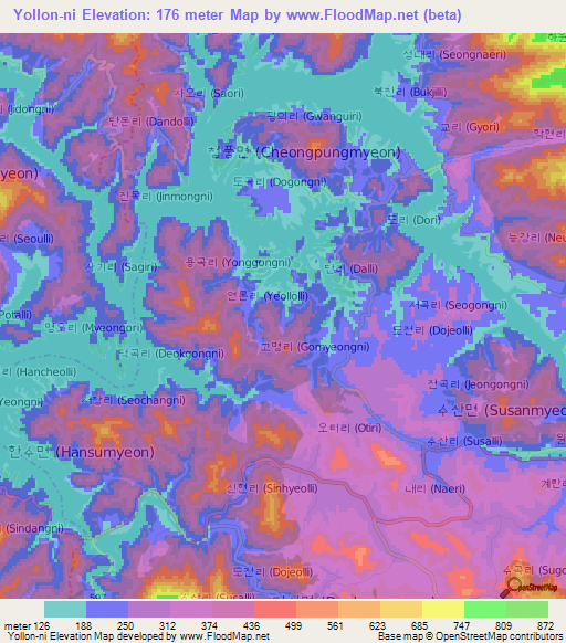 Yollon-ni,South Korea Elevation Map