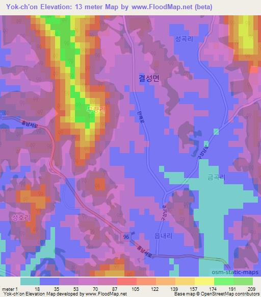 Yok-ch'on,South Korea Elevation Map