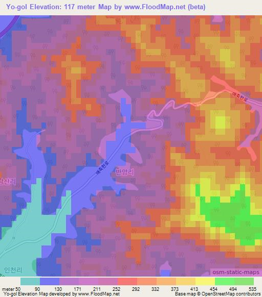 Yo-gol,South Korea Elevation Map