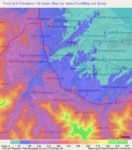 Yoch'al-li,South Korea Elevation Map