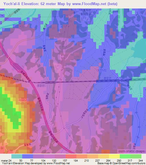 Yoch'al-li,South Korea Elevation Map