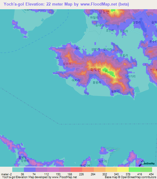 Yoch'a-gol,South Korea Elevation Map