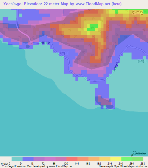 Yoch'a-gol,South Korea Elevation Map