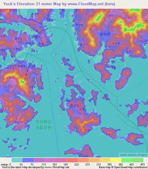 Yoch'a,South Korea Elevation Map