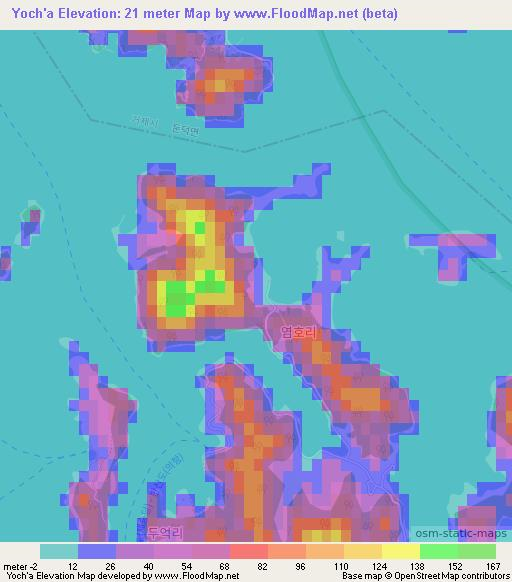 Yoch'a,South Korea Elevation Map