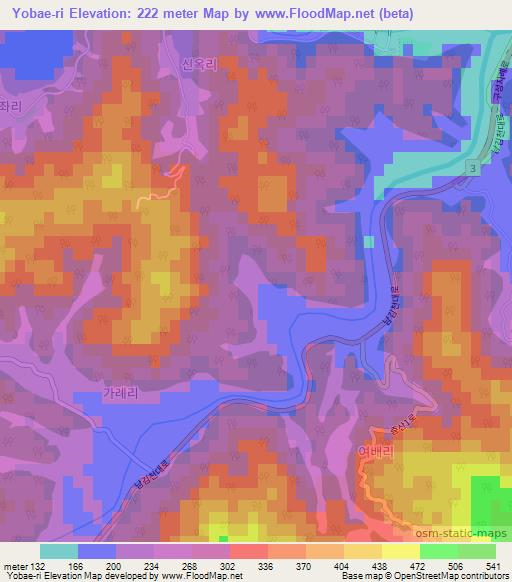 Yobae-ri,South Korea Elevation Map