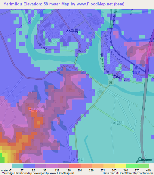 Yerimilgu,South Korea Elevation Map