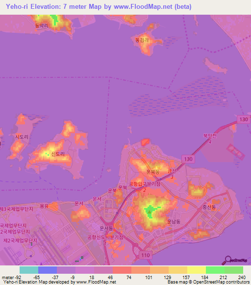 Yeho-ri,South Korea Elevation Map