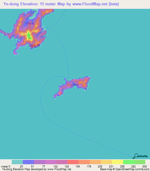 Ye-dong,South Korea Elevation Map