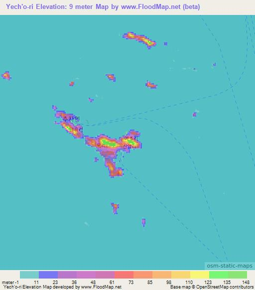 Yech'o-ri,South Korea Elevation Map