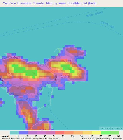 Yech'o-ri,South Korea Elevation Map