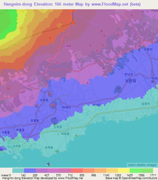 Hangnim-dong,South Korea Elevation Map