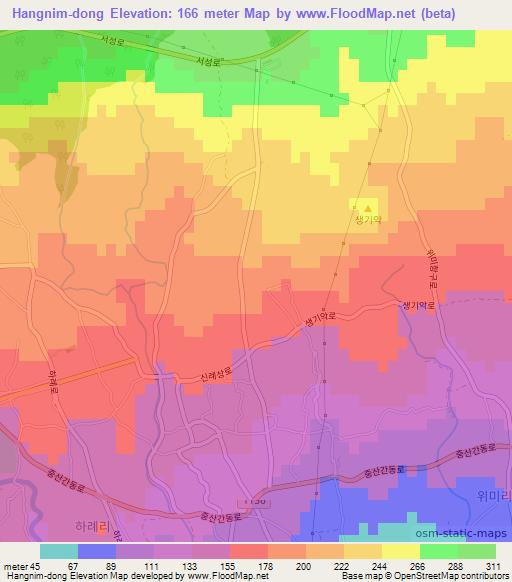 Hangnim-dong,South Korea Elevation Map