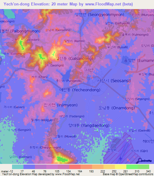 Yech'on-dong,South Korea Elevation Map