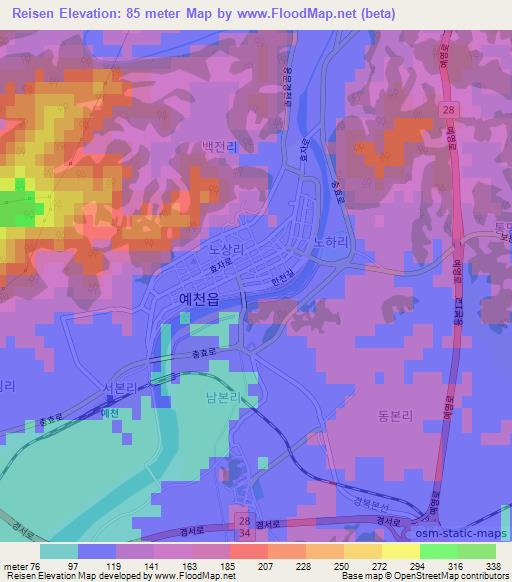 Reisen,South Korea Elevation Map