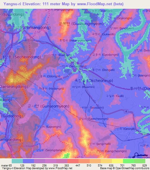 Yangsu-ri,South Korea Elevation Map