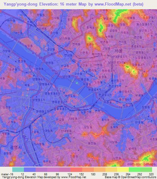 Yangp'yong-dong,South Korea Elevation Map