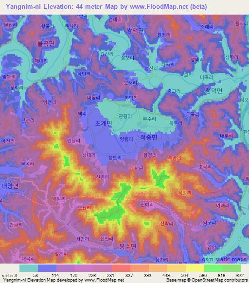 Yangnim-ni,South Korea Elevation Map