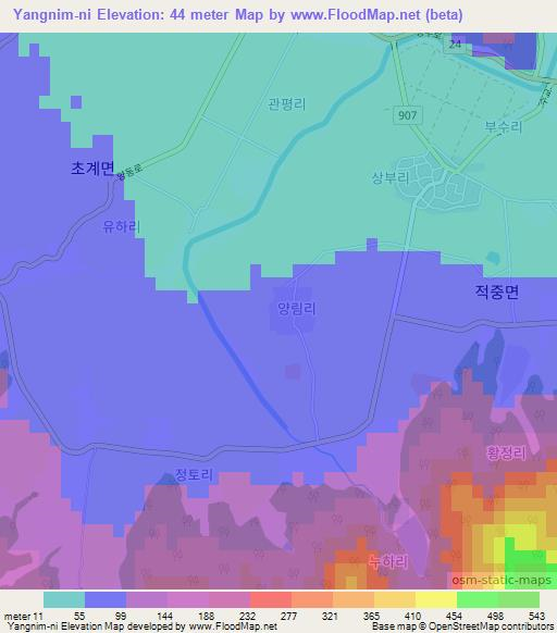 Yangnim-ni,South Korea Elevation Map