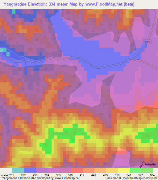 Yangmadae,South Korea Elevation Map