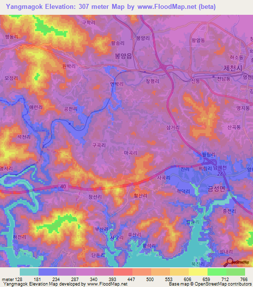 Yangmagok,South Korea Elevation Map