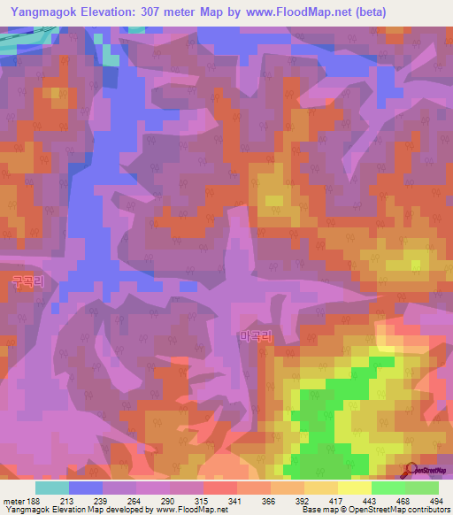 Yangmagok,South Korea Elevation Map