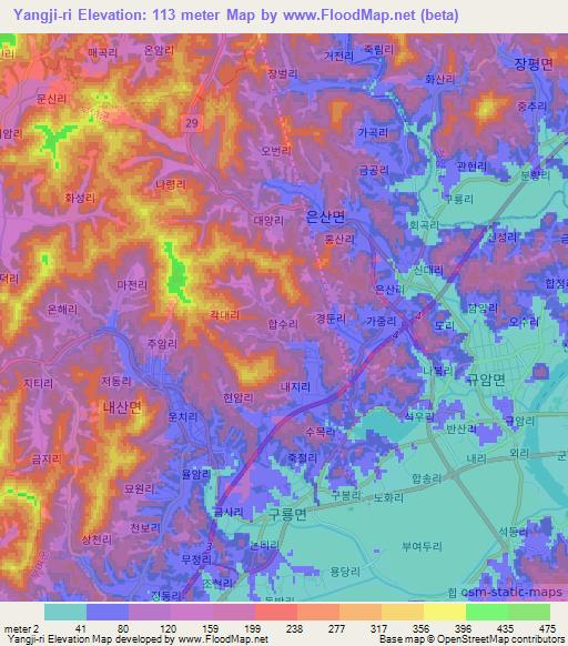 Yangji-ri,South Korea Elevation Map