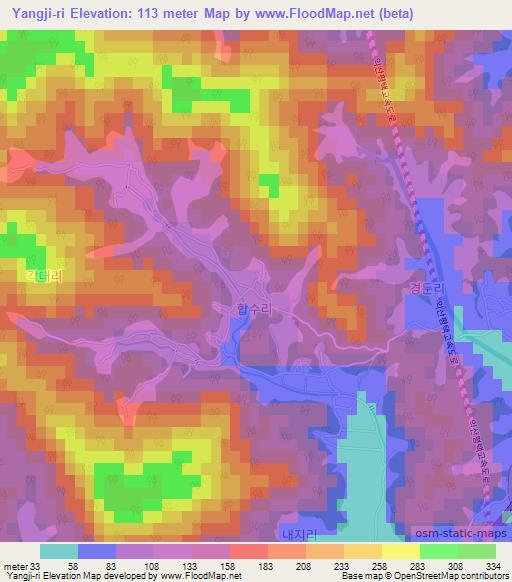 Yangji-ri,South Korea Elevation Map