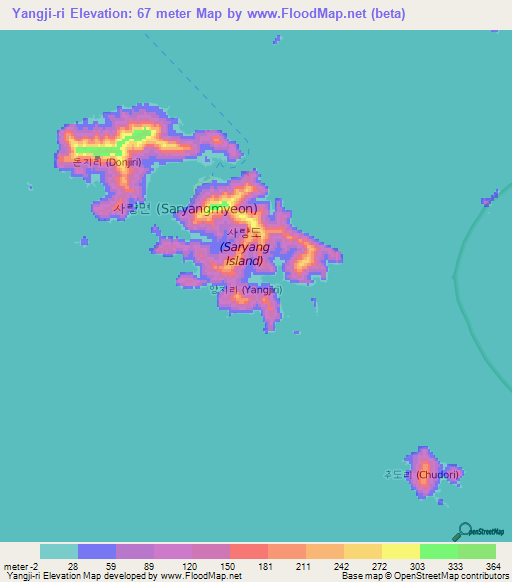 Yangji-ri,South Korea Elevation Map