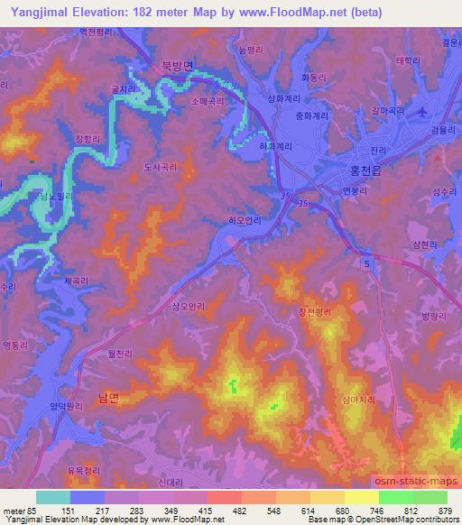 Yangjimal,South Korea Elevation Map