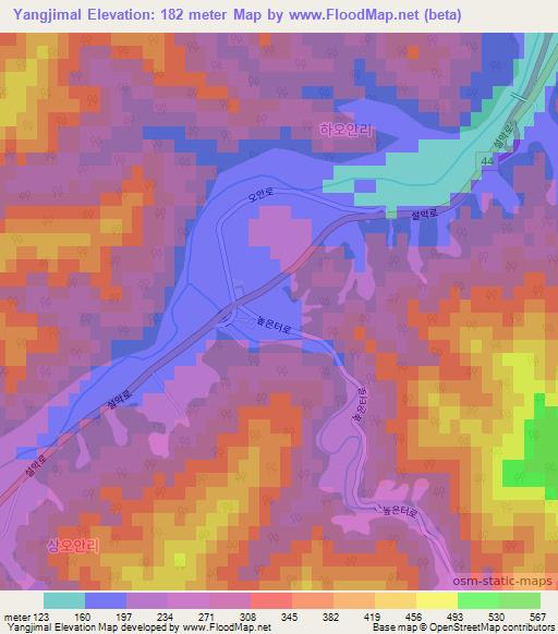 Yangjimal,South Korea Elevation Map