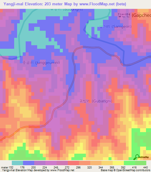 Yangji-mal,South Korea Elevation Map