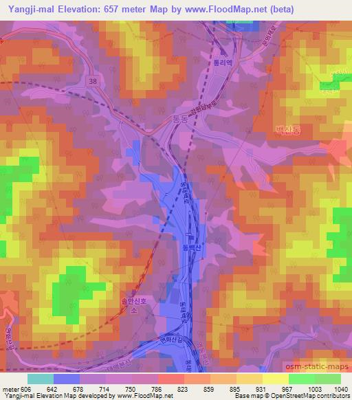 Yangji-mal,South Korea Elevation Map