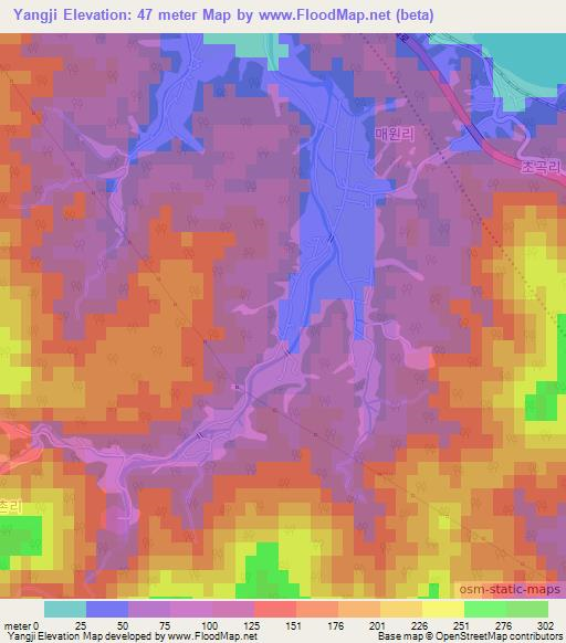 Yangji,South Korea Elevation Map