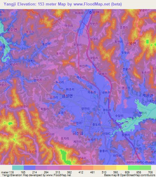 Yangji,South Korea Elevation Map