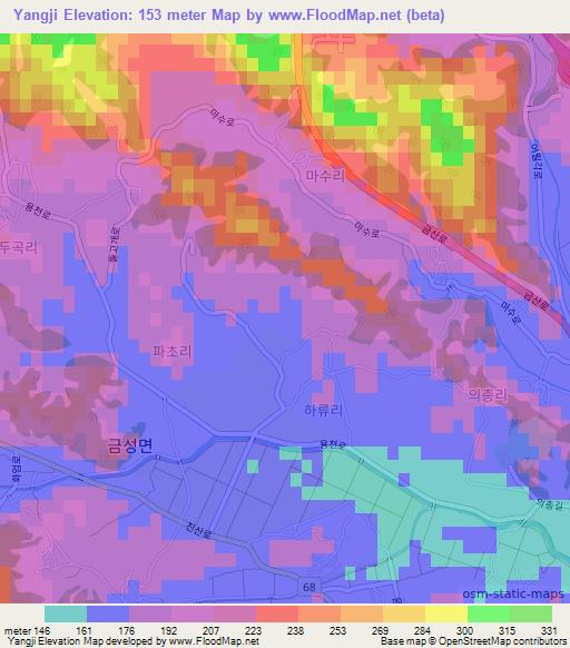 Yangji,South Korea Elevation Map