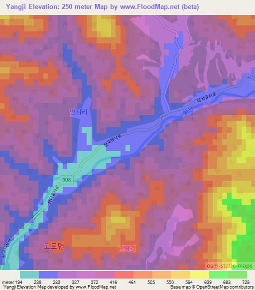 Yangji,South Korea Elevation Map