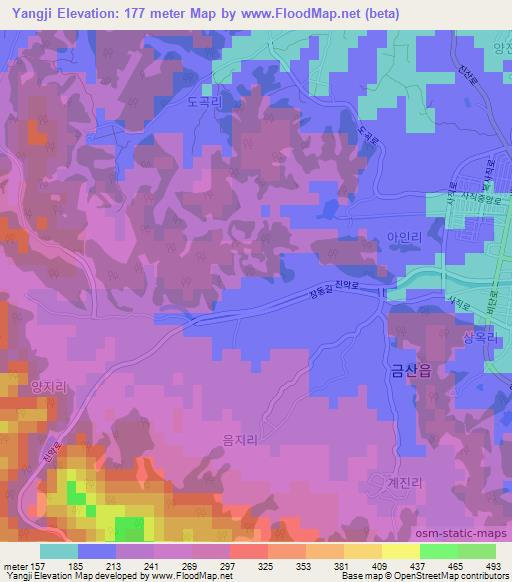 Yangji,South Korea Elevation Map