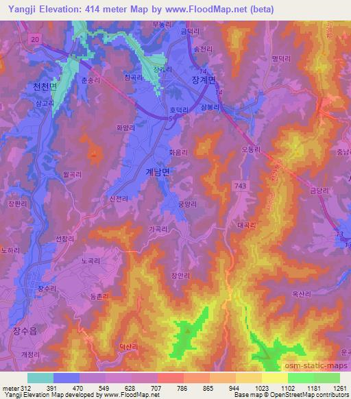 Yangji,South Korea Elevation Map