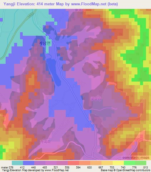 Yangji,South Korea Elevation Map