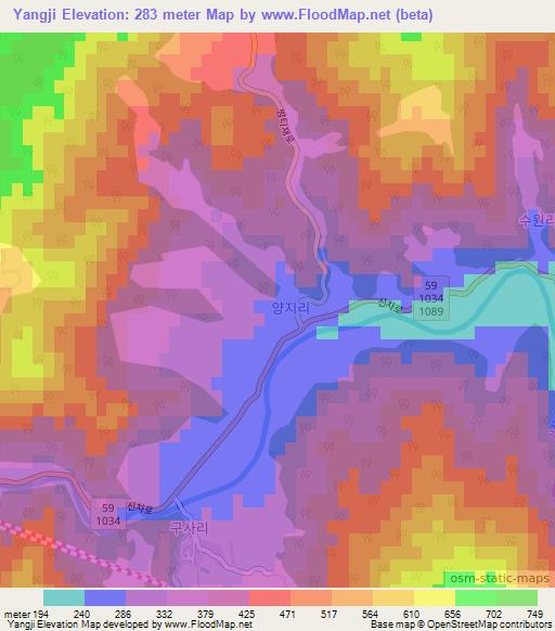 Yangji,South Korea Elevation Map