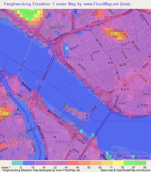 Yanghwa-dong,South Korea Elevation Map