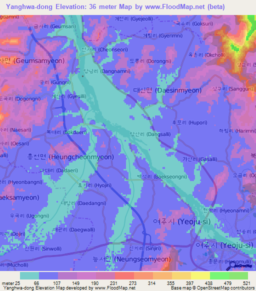 Yanghwa-dong,South Korea Elevation Map