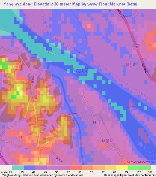 Yanghwa-dong,South Korea Elevation Map