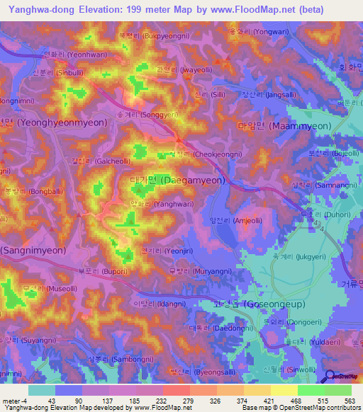 Yanghwa-dong,South Korea Elevation Map