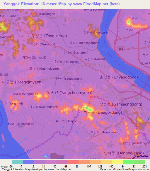 Yanggok,South Korea Elevation Map