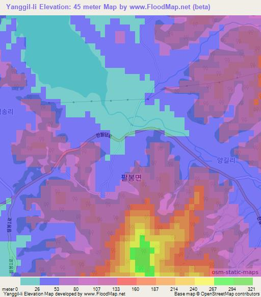 Yanggil-li,South Korea Elevation Map