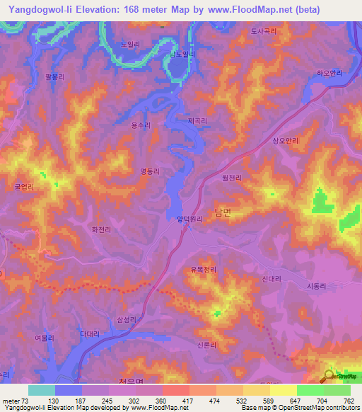 Yangdogwol-li,South Korea Elevation Map